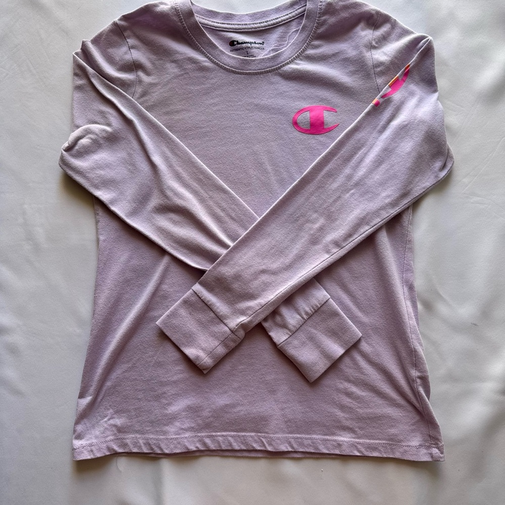 Champion Kids Long Sleeve Light Purple Tee